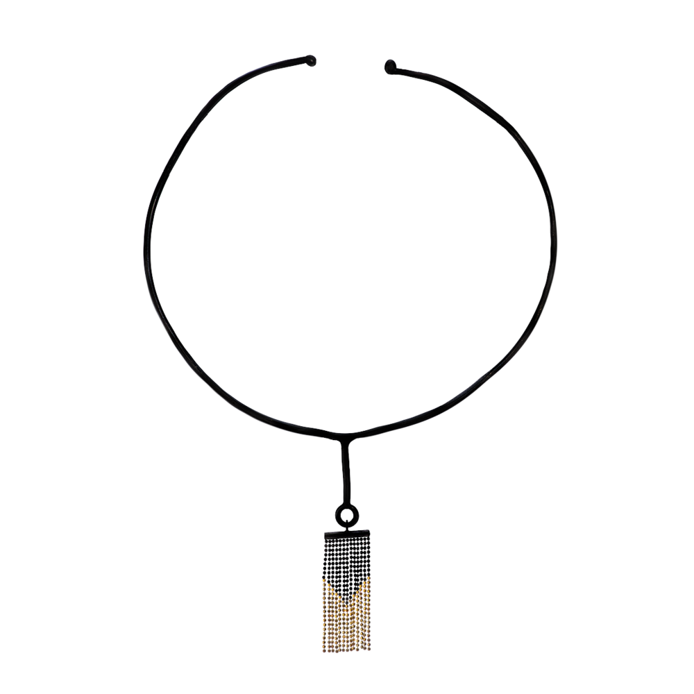 Gold and Black Silver Tassel Necklace - 1.png