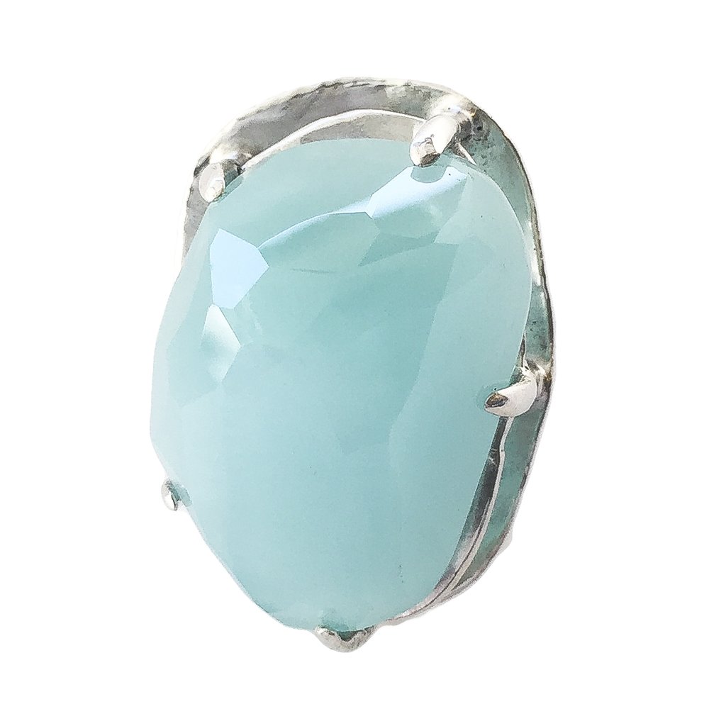 Aquamarine Nugget Large Prong Ring - 1.jpg
