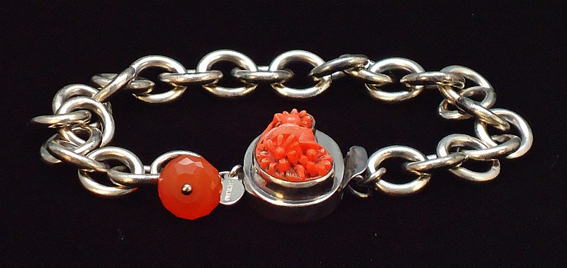 Heavy Weight Chain With Resin Box Clasp And Carnelian Dangle Black Velvet 2 copy.JPG