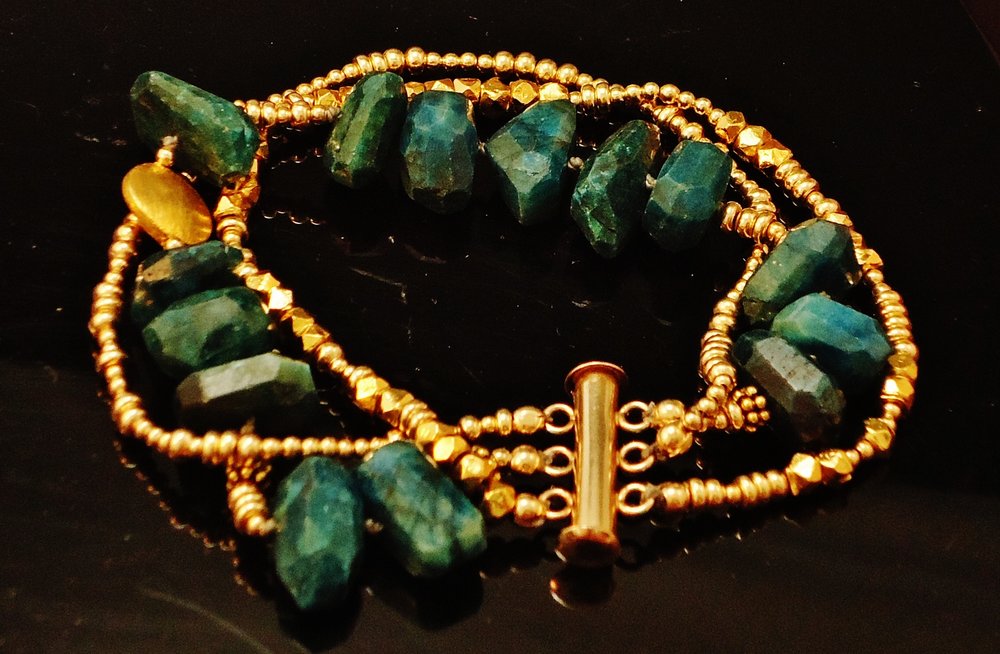 Bracelet with Dyed Chrysocolla and GF Beads.JPG