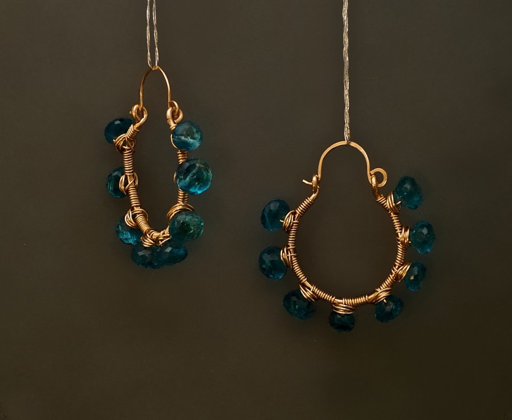 14K GF Teal Apatite Hoops